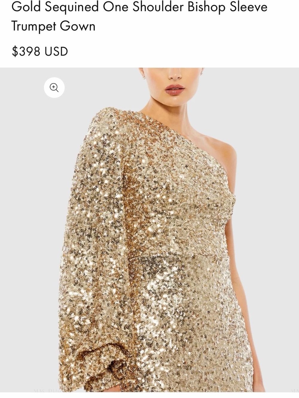 Mac Duggal Gold One-Shoulder Sequin Trumpet Gown - Picture 6 of 7